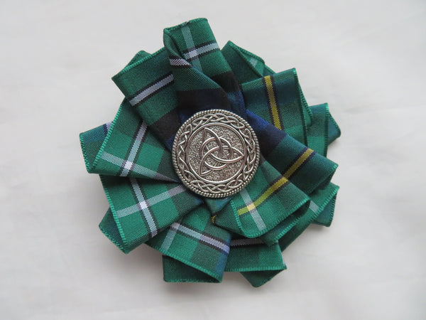 Campbell Tartan Celtic Ruffle Brooch