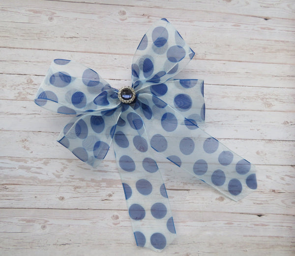 Blue & White Diana Hair Bow