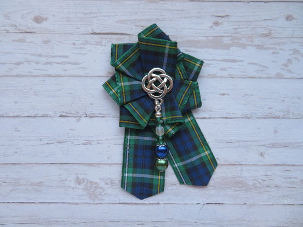 Campbell Tartan Celtic Beaded Brooch