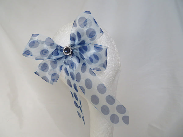 Blue & White Diana Hair Bow