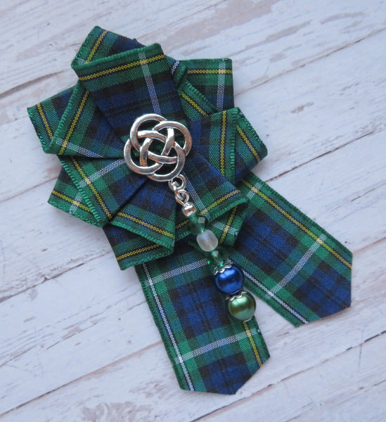 Campbell Tartan Celtic Beaded Brooch