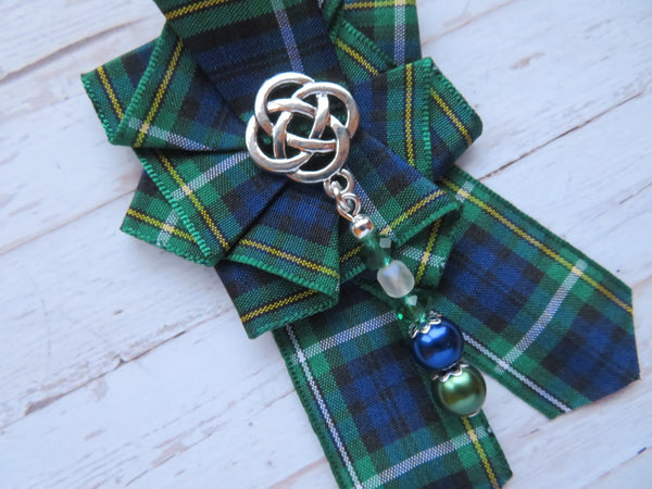 Campbell Tartan Celtic Beaded Brooch