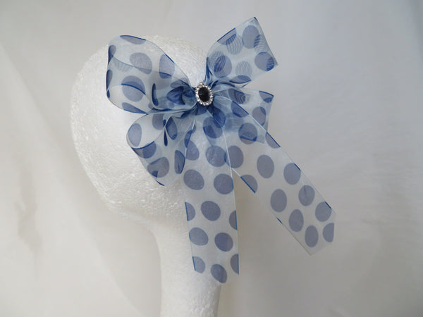 Blue & White Diana Hair Bow