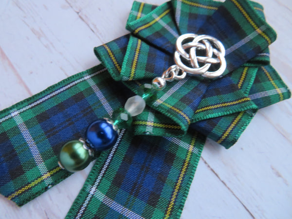 Campbell Tartan Celtic Beaded Brooch
