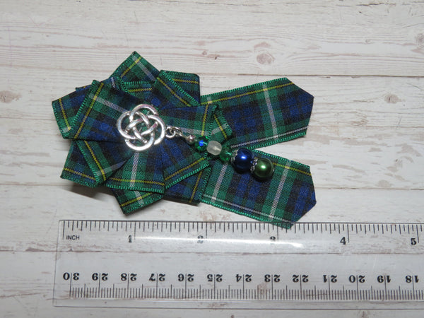 Campbell Tartan Celtic Beaded Brooch