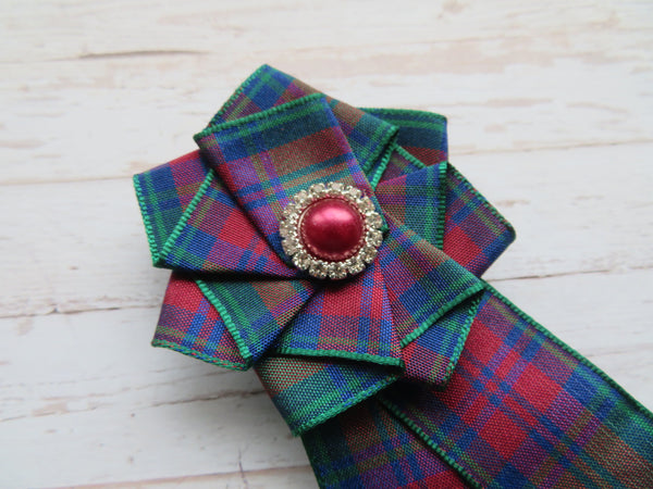 Lindsay Tartan Ruffle Brooch