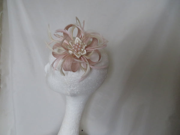 Pale Pink and Oatmeal Cream Mini Lily Fascinator