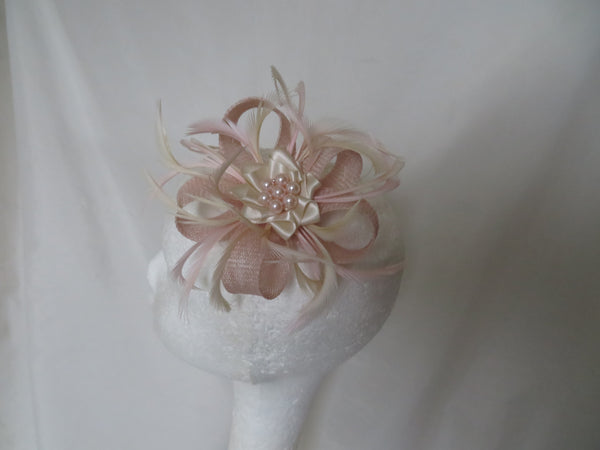 Pale Pink and Oatmeal Cream Mini Lily Fascinator