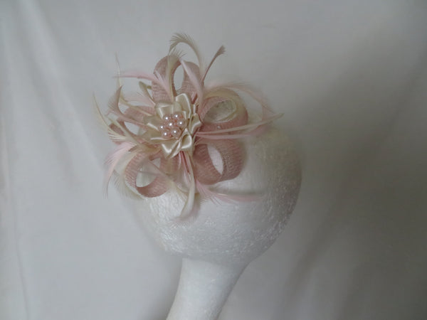 Pale Pink and Oatmeal Cream Mini Lily Fascinator