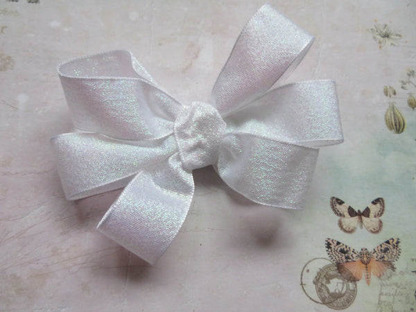 White Iridescent Hair Bow