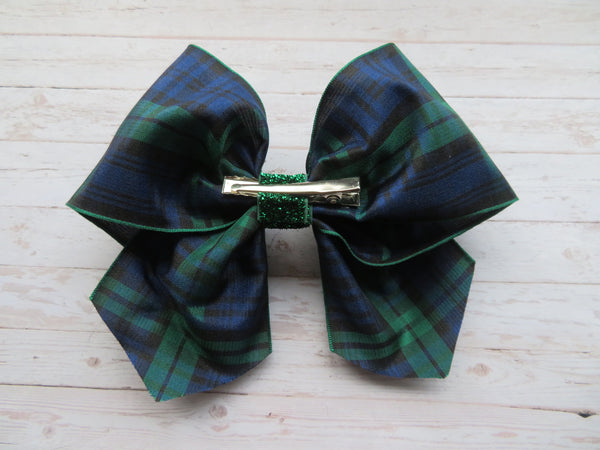 Black Watch Tartan Glitter Amelie Hair Bow