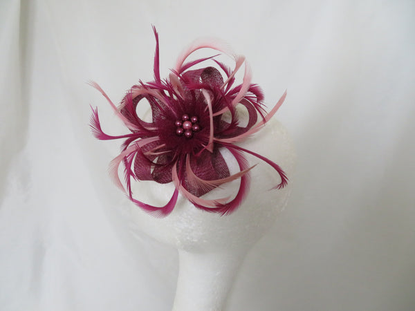 Burgundy Plum and Dusky Pink Mini Lily Fascinator