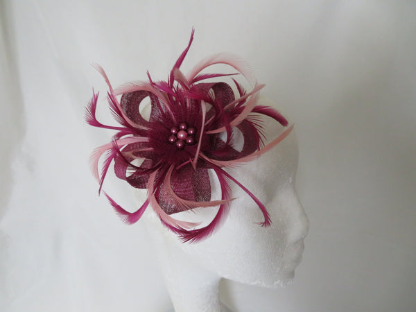Burgundy Plum and Dusky Pink Mini Lily Fascinator