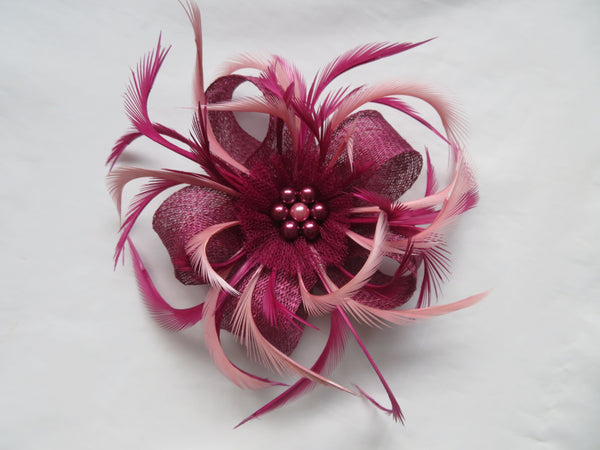 Burgundy Plum and Dusky Pink Mini Lily Fascinator