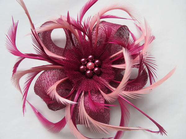 Burgundy Plum and Dusky Pink Mini Lily Fascinator