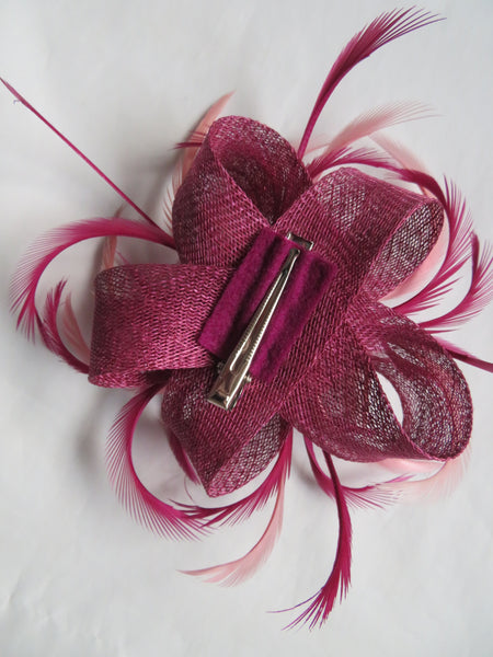 Burgundy Plum and Dusky Pink Mini Lily Fascinator