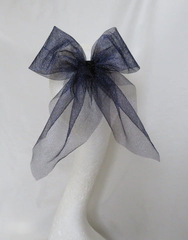 Purple Glitter Tulle Hair Bow