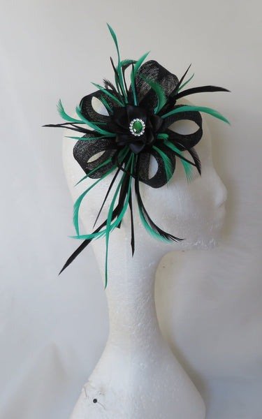 Black and Emerald Green Lily Fascinator