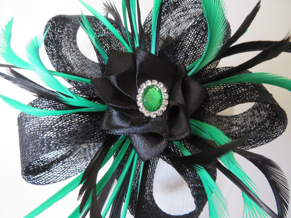 Black and Emerald Green Lily Fascinator