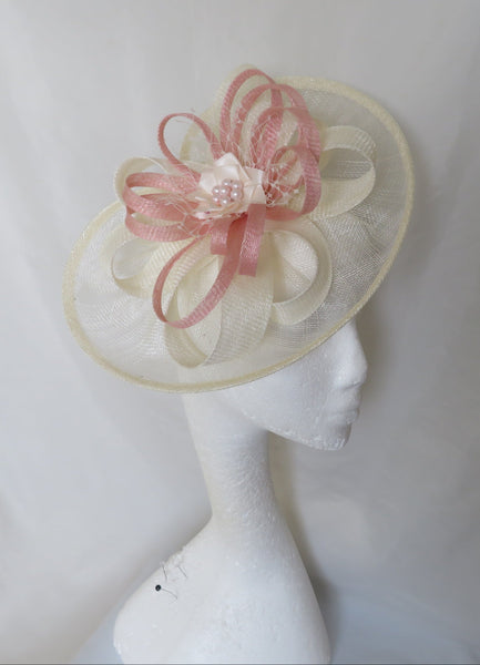 Cream and Pale Rose Pink Cecilia Hat
