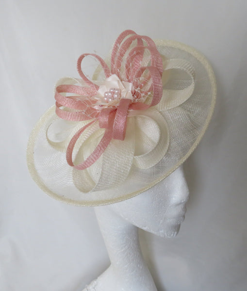 Cream and Pale Rose Pink Cecilia Hat