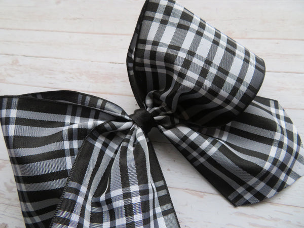 Black & White Menzies Tartan Amelie Hair Bow