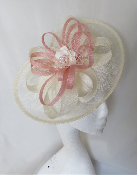 Cream and Pale Rose Pink Cecilia Hat