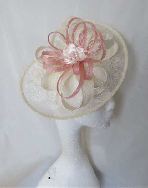 Cream and Pale Rose Pink Cecilia Hat