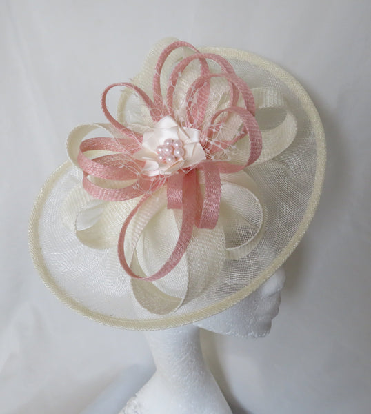 Cream and Pale Rose Pink Cecilia Hat