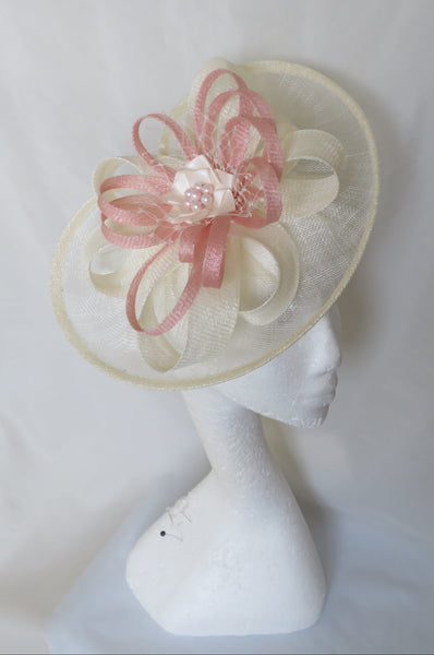 Cream and Pale Rose Pink Cecilia Hat