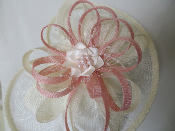 Cream and Pale Rose Pink Cecilia Hat