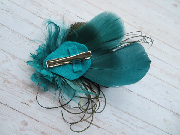 Teal Betsy Button Hair Clip