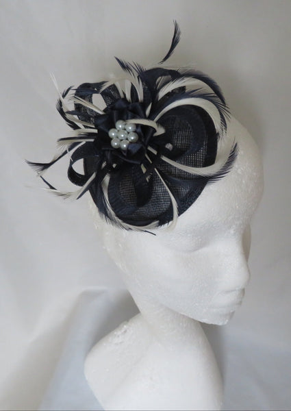 Navy and Ivory Lilianne Fascinator