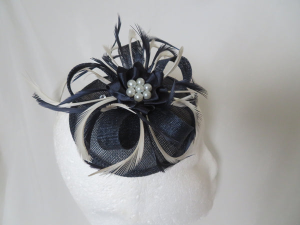 Navy and Ivory Lilianne Fascinator