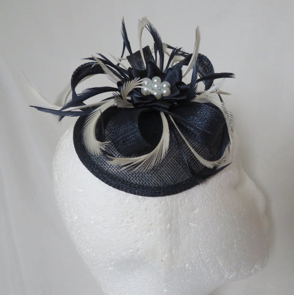 Navy and Ivory Lilianne Fascinator