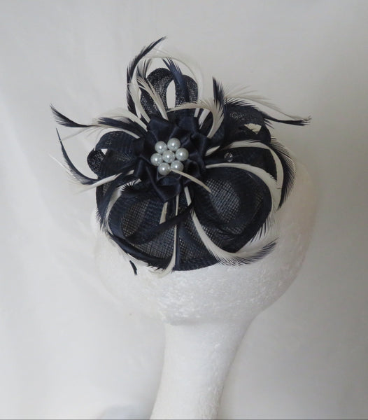 Navy and Ivory Lilianne Fascinator