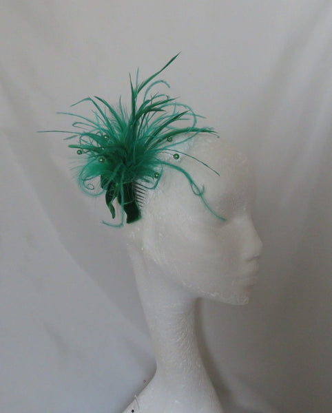 Emerald Green Verity Feather Comb
