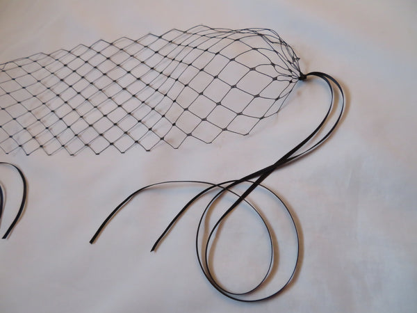 Black Merry Widow Ribbon Tie Veil