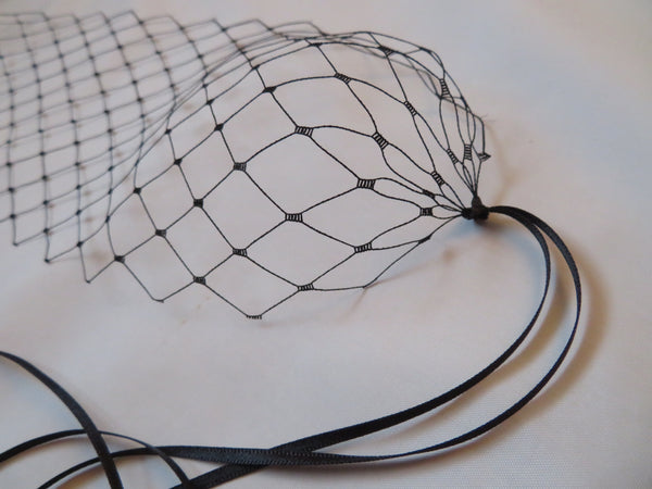 Black Merry Widow Ribbon Tie Veil
