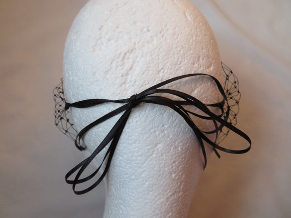 Black Merry Widow Ribbon Tie Veil