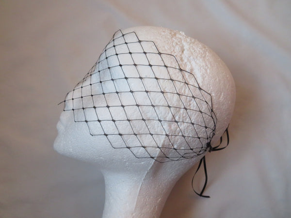 Black Merry Widow Ribbon Tie Veil