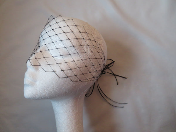 Black Merry Widow Ribbon Tie Veil