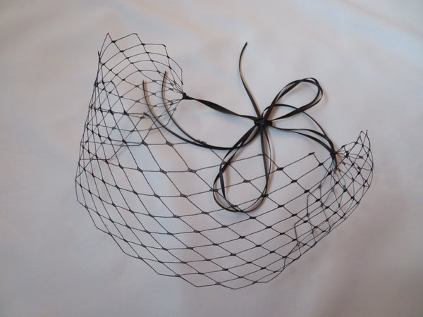 Black Merry Widow Ribbon Tie Veil