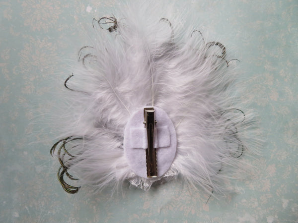 White Steampunk Little Gem Hair Clip