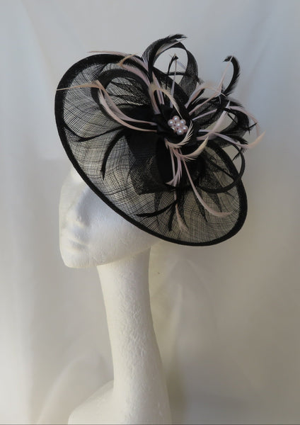 Black and Pale Blush Pink Arabella Hat