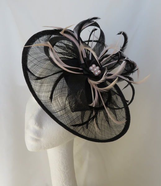 Black and Pale Blush Pink Arabella Hat