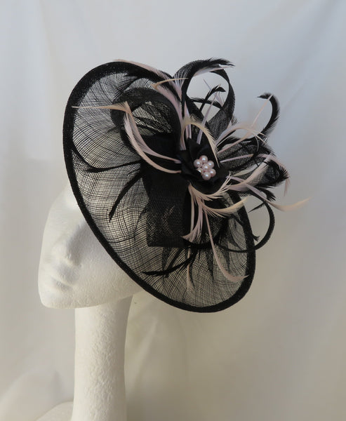 Black and Pale Blush Pink Arabella Hat