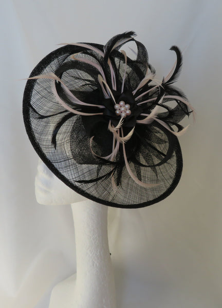 Black and Pale Blush Pink Arabella Hat