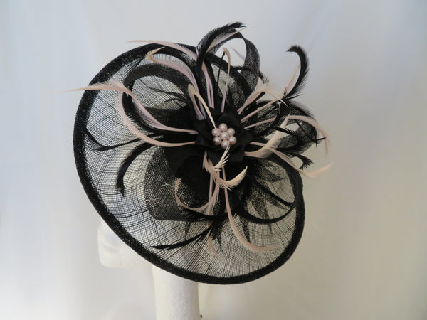 Black and Pale Blush Pink Arabella Hat