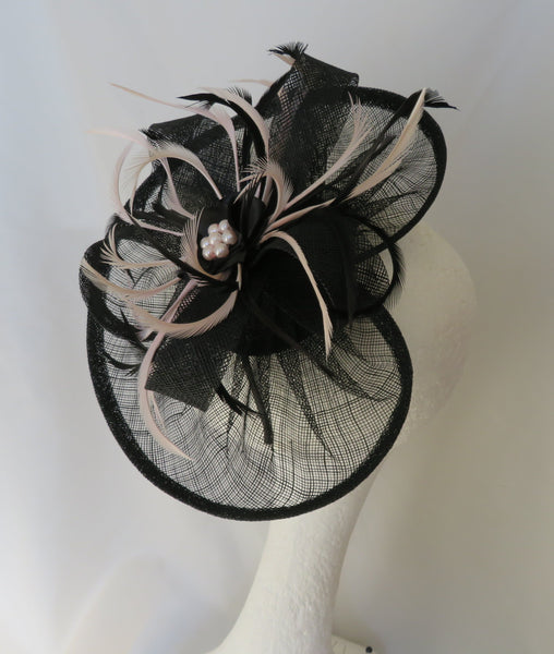 Black and Pale Blush Pink Arabella Hat